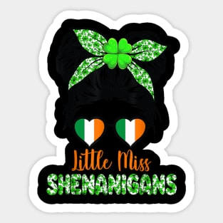 Messy Bun Little Miss Shenanigans Happy Saint Patrick's Day Sticker